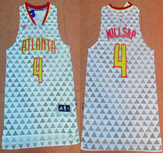 Men's Atlanta Hawks #4 Paul Millsap Revolution 30 Swingman 2015-16 New White Jersey