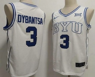 Men's BYU Cougars #3 AJ Dybantsa White College Basketball Jersey