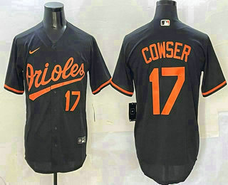 Men's Baltimore Orioles #17 Colton Cowser Number Black Cool Base Stitched Jersey