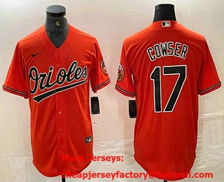 Men's Baltimore Orioles #17 Colton Cowser Orange Cool Base Stitched Jersey