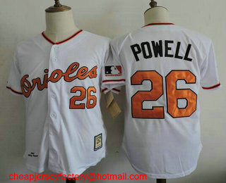 Men's Baltimore Orioles #26 Boog Powell White 1969 Cooperstown Home Baseball Jersey