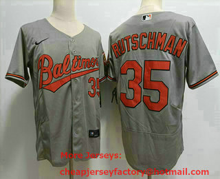 Men's Baltimore Orioles #35 Adley Rutschman Grey Stitched Flex Base Nike Jersey