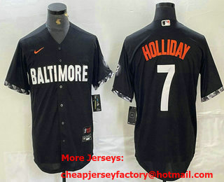 Men's Baltimore Orioles #7 Jackson Holliday Black 2023 City Connect Cool Base Stitched Jersey