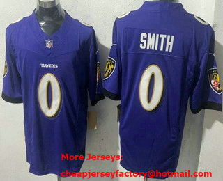 Men's Baltimore Ravens #0 Roquan Smith Limited Purple FUSE Vapor Jersey