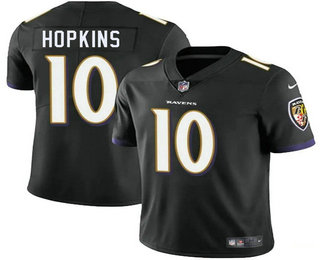 Men's Baltimore Ravens #10 DeAndre Hopkins Black Vapor Limited Stitched Jersey