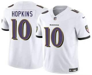 Men's Baltimore Ravens #10 DeAndre Hopkins White FUSE Vapor Limited Stitched Jersey