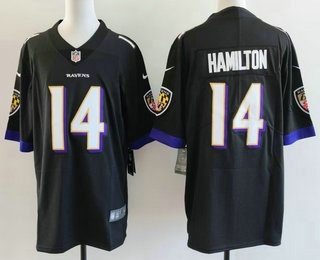 Men's Baltimore Ravens #14 Kyle Hamilton Limited Black Vapor Jersey