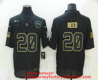 Men's Baltimore Ravens #20 Ed Reed Black 2020 Salute To Service Stitched NFL Nike Limited Jersey