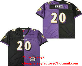 Men's Baltimore Ravens #20 Ed Reed Black Purple Split 2004 Throwback Jersey