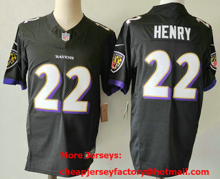 Men's Baltimore Ravens #22 Derrick Henry 2024 FUSE Vapor Limited Stitched Football Jersey