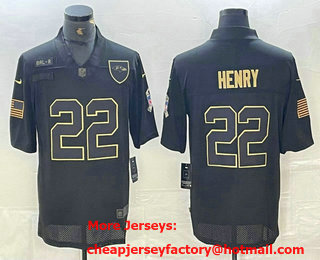 Men's Baltimore Ravens #22 Derrick Henry Black 2020 Salute To Service Stitched NFL Nike Limited Jersey