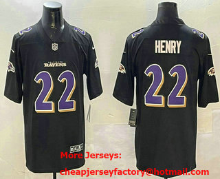 Men's Baltimore Ravens #22 Derrick Henry Black Fashion Vapor Untouchable Limited Jersey