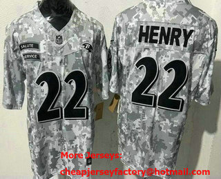 Men's Baltimore Ravens #22 Derrick Henry Limited Arctic Camo 2024 Salute to Service Jersey