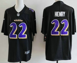 Men's Baltimore Ravens #22 Derrick Henry Limited Black Fashion Vapor Jersey