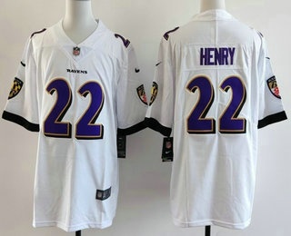 Men's Baltimore Ravens #22 Derrick Henry Limited White Vapor Jersey