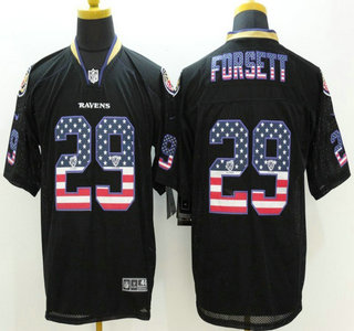 Men's Baltimore Ravens #29 Justin Forsett Nike 2015 USA Flag Fashion Black Elite Jersey