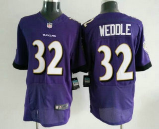 Men's Baltimore Ravens #32 Eric Weddle Purple Team Color NFL Nike Elite Jersey