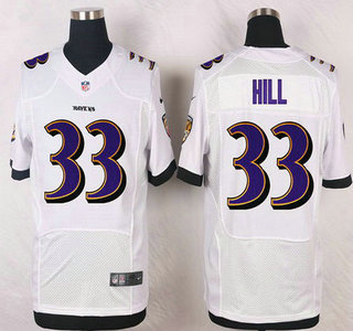 Men's Baltimore Ravens #33 Will Hill White Road NFL Nike Elite Jersey