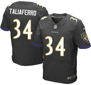 Men's Baltimore Ravens #34 Lorenzo Taliaferro Black Alternate NFL Nike Elite Jersey