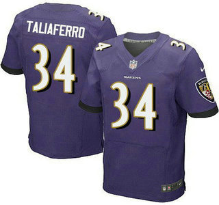 Men's Baltimore Ravens #34 Lorenzo Taliaferro Purple Team Color NFL Nike Elite Jersey