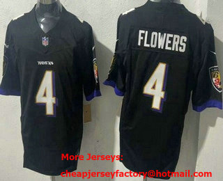 Men's Baltimore Ravens #4 Zay Flowers Limited Black FUSE Vapor Jersey