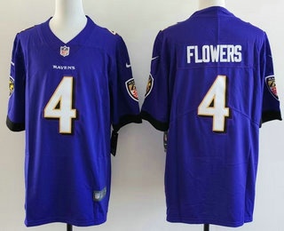 Men's Baltimore Ravens #4 Zay Flowers Limited Purple Vapor Jersey
