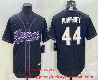Men's Baltimore Ravens #44 Marlon Humphrey Black With Patch Cool Base Stitched Baseball Jersey