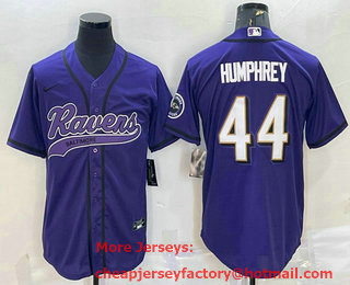 Men's Baltimore Ravens #44 Marlon Humphrey Purple With Patch Cool Base Stitched Baseball Jersey
