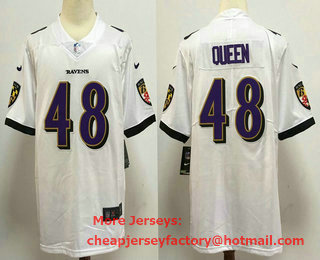 Men's Baltimore Ravens #48 Patrick Queen White 2020 Vapor Untouchable Stitched NFL Nike Limited Jersey