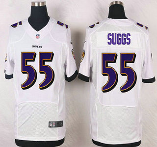 Men's Baltimore Ravens #55 Terrell Suggs White Road NFL Nike Elite Jersey