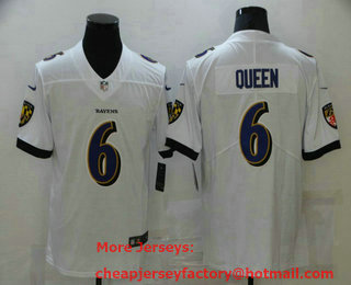 Men's Baltimore Ravens #6 Patrick Queen White 2021 Vapor Untouchable Stitched NFL Nike Limited Jersey