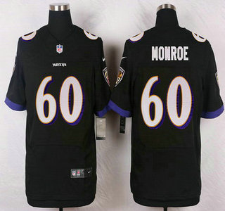 Men's Baltimore Ravens #60 Eugene Monroe Black Alternate NFL Nike Elite Jersey