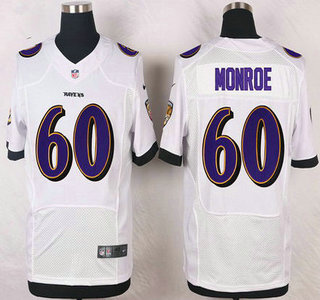 Men's Baltimore Ravens #60 Eugene Monroe White Road NFL Nike Elite Jersey