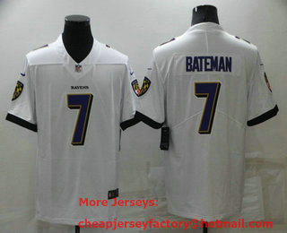 Men's Baltimore Ravens #7 Rashod Bateman White 2022 Vapor Untouchable Stitched NFL Nike Limited Jersey
