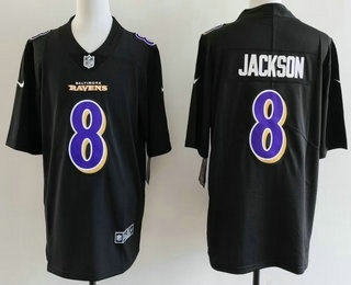 Men's Baltimore Ravens #8 Lamar Jackson Limited Black Fashion Vapor Jersey