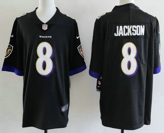 Men's Baltimore Ravens #8 Lamar Jackson Limited Black Vapor Jersey