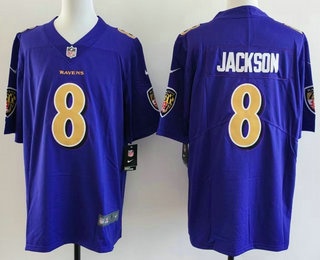 Men's Baltimore Ravens #8 Lamar Jackson Limited Purple Alternate Vapor Jersey