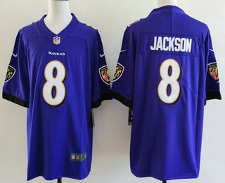 Men's Baltimore Ravens #8 Lamar Jackson Limited Purple Vapor Jersey