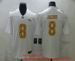 Men's Baltimore Ravens #8 Lamar Jackson White 2020 Nike Flocked Leopard Print Vapor Limited NFL Jersey