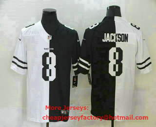 Men's Baltimore Ravens #8 Lamar Jackson White Black Peaceful Coexisting 2020 Vapor Untouchable Stitched NFL Nike Limited Jersey