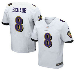 Men's Baltimore Ravens #8 Matt Schaub White Road NFL Nike Elite Jersey