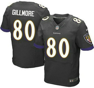 Men's Baltimore Ravens #80 Crockett Gillmore Black Alternate NFL Nike Elite Jersey