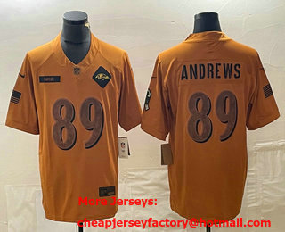 Men's Baltimore Ravens #89 Mark Andrews Brown 2023 Salute To Service Limited Stitched Jersey