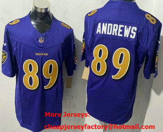 Men's Baltimore Ravens #89 Mark Andrews Limited Purple Alternate FUSE Vapor Jersey