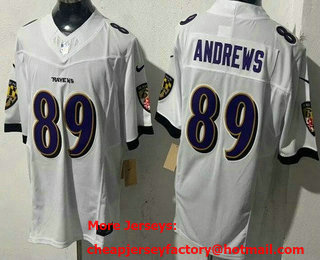 Men's Baltimore Ravens #89 Mark Andrews Limited White FUSE Vapor Jersey