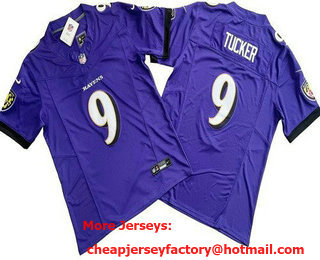 Men's Baltimore Ravens #9 Justin Tucker Limited Purple FUSE Vapor Jersey
