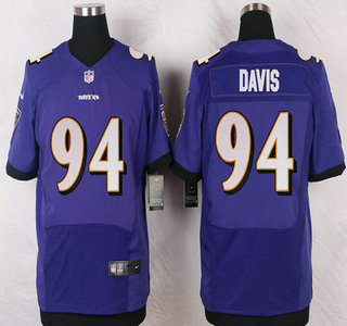 Men's Baltimore Ravens #94 Carl Davis Purple Team Color NFL Nike Elite Jersey