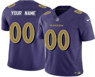 Men's Baltimore Ravens Customized Limited Purple FUSE Rush Color Jersey