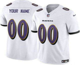 Men's Baltimore Ravens Customized Limited White FUSE Vapor Jersey