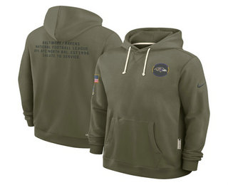 Men's Baltimore Ravens Olive 2025 Salute to Service Pullover Hoodie
